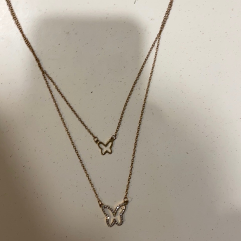 never worn layered butterfly necklace